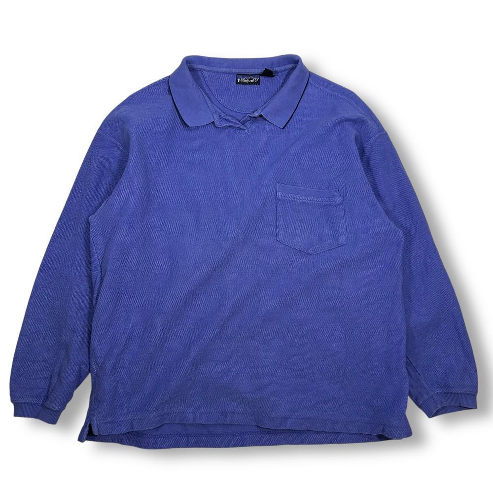 Vintage Patagonia Long Sleeve Polo Shirt Royal Blue Womens 12
